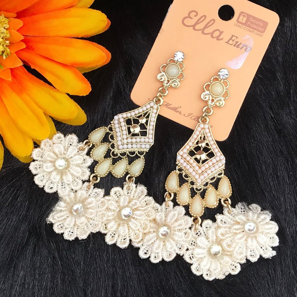 Long Boho Earrings Festival Dangle Bead Posts NWT